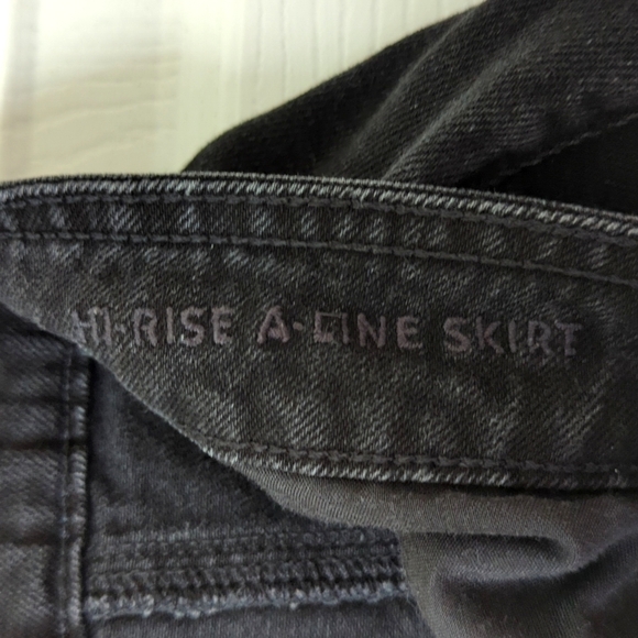 American Eagle Classic Hi-Rise A-Line Button Front Denim Jean Mini Skirt Black 0 - Picture 5 of 10